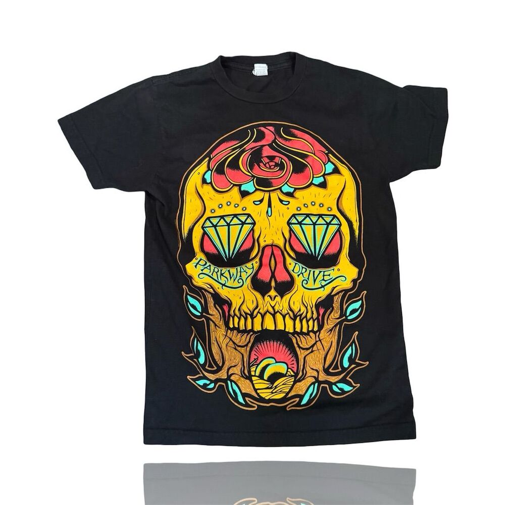 Parkway Drive Band Tee XS Black Graphic Sugar Skull Unisex Postcore EMO